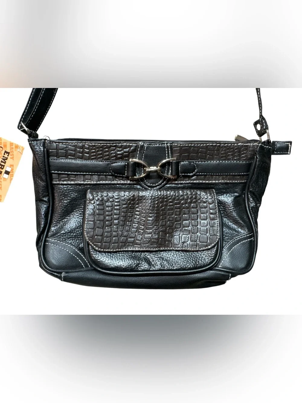 Vintage Y2K NOS Embassy Genuine Leather Shoulder Bag Reptile Print Shoulder Bag